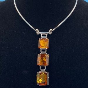 Silver and amber necklace.